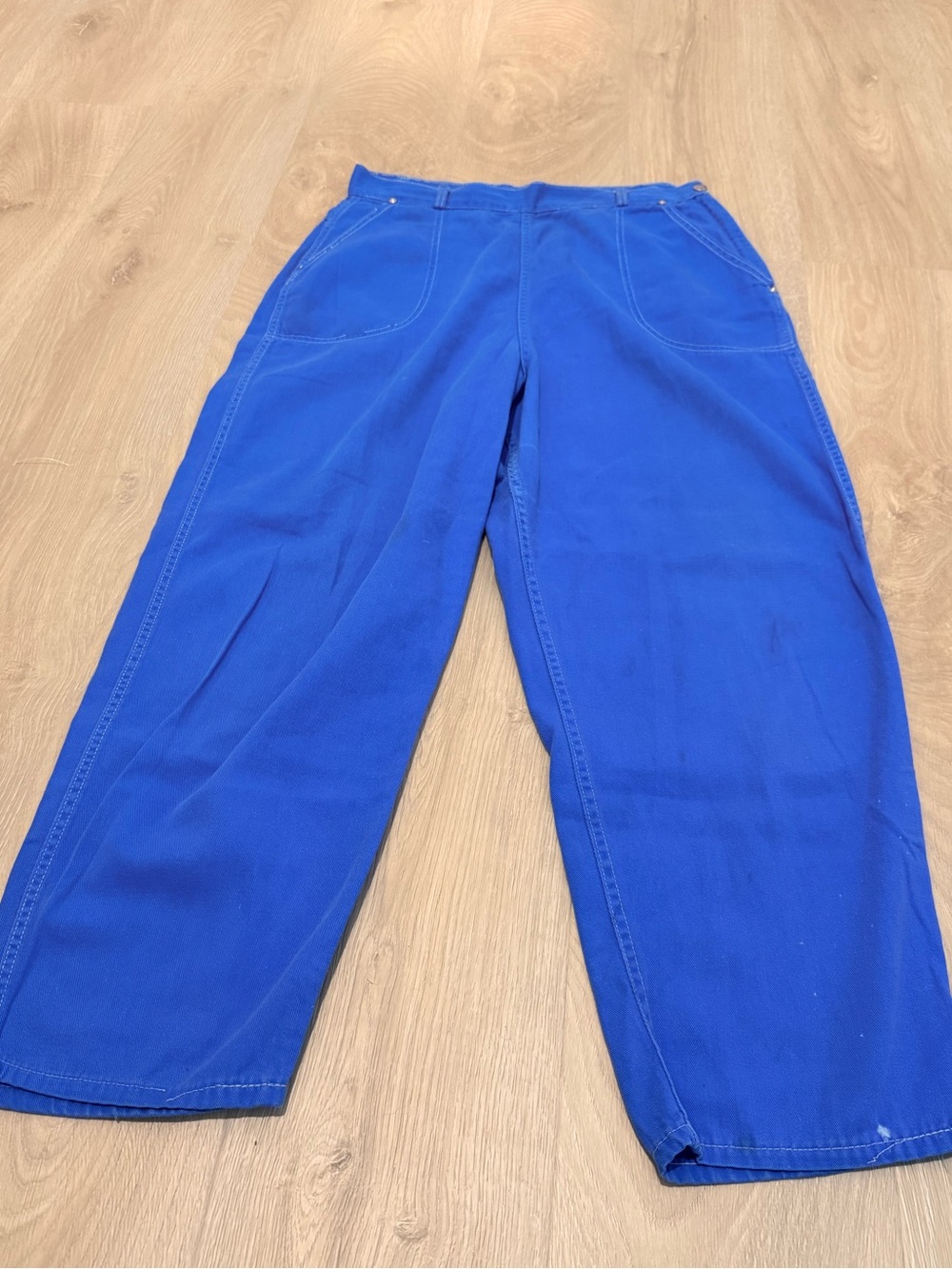 Vintage 50s 60s Stockton of Dallas Ranch Pants Blue Talon Side Zip 32x26